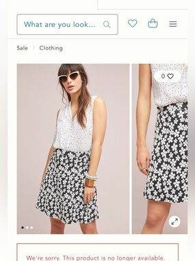 HUTCH for Anthropologie SKIRT scooter BLACK & WHITE floral A-LINE medium